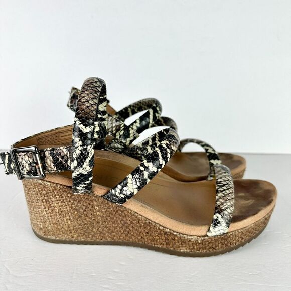 Vionic Kora Raffia Boa Strappy Wedge Slingback Sandal Size 7.5 Leather Snake - Picture 2 of 7